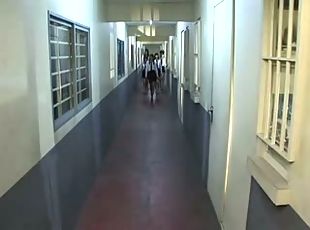 Perverted officers humble prisoners with anal strap-on sex and face...