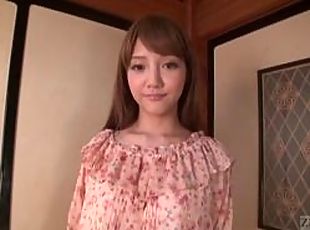 Subtitled Japanese AV star Rei Mizuna striptease to nudity