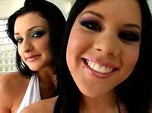 Dirty sluts enjoy crazy foursome session with outer cumshot