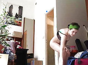 My friend Rebecca getting dressed after shower (spycam)