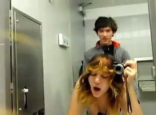 Emo couple fucking in public bathroom