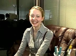 Lesbian Boss Interviews and Fucks Secretary with Small Tits