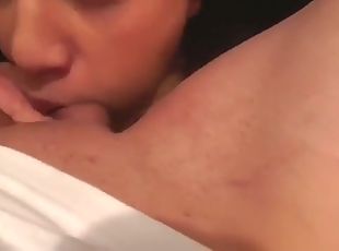 Cute teen gal giving super hot blowjob in POV sex tape