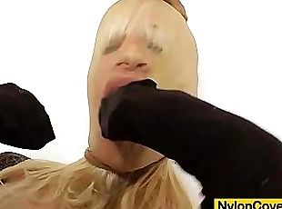 Wicked blonde distorted nylon mask face