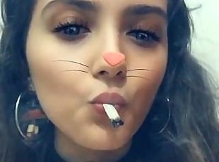 Young girl smoking weed naked