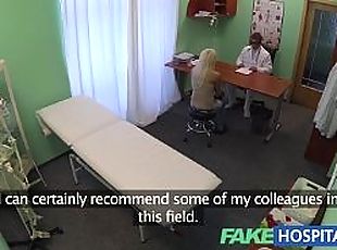 Slim tasty blonde spoils the doctors cock for treatment at the righ...