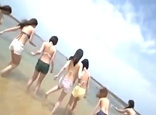 asiático, festa, amador, japonesa, sexo-em-grupo, praia