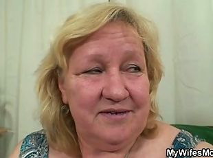 Granny gets banged by her son-in-law