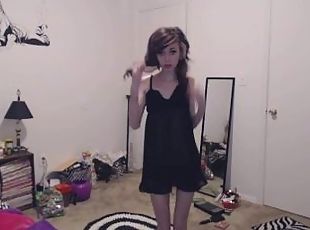 Emo Skinny Young Teen Strips in front of Webcam