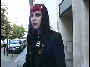French goth redhead threesome anal