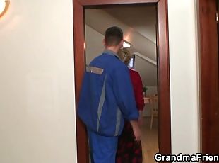 Granny fucks repairmen