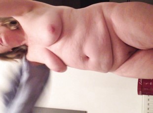 Bbw wifeshows her 40 inch breasts and large belly