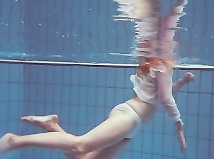 basen, bikini, pod-wodą