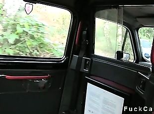 Huge tits British babe fucked and pussy cummed in fake taxi