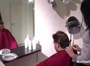 18yr old German Teen get fucked by old Man in Hair parlour
