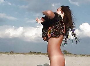nudist, strand, bikini, blottande