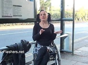 Paraprincess outdoor exhibitionism and flashing wheelchair bound ba...