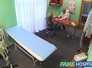 Doctors oral massage gives skinny blopnde her first orgasm in years