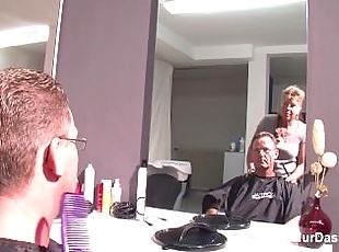 German Mother Fucks public with customer after Hairdressing