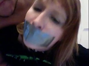 Taped redhead get fucked