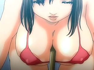 Hentai bikini babes with fake tits fucked