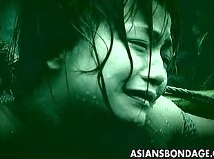 asiático, al-aire-libre, japonés, sadomasoquismo, pelirroja, bondage