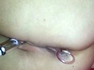 Pumped Clit+ Anal Beads + Glass Dildo= Great Orgasm
