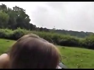 Cute amateur girl outdoor sex and creampie