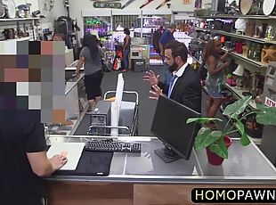 Hunk handsome pawnshop owner suggested to get his ass fucked by an ...