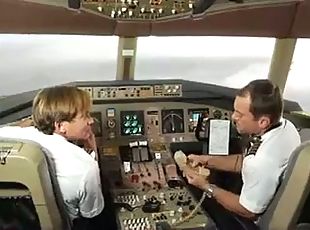 Two Stewardesses Fuck Pilots In Aircraft Cabin