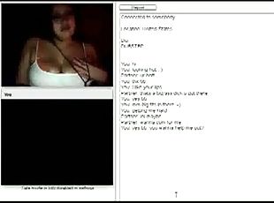 Chubby chick with big tits in playful mood on chatroulette