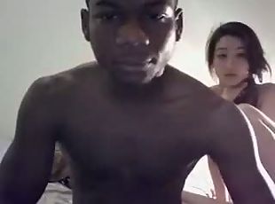 Hungry for love Asian chick with a small ass takes on a big black cock