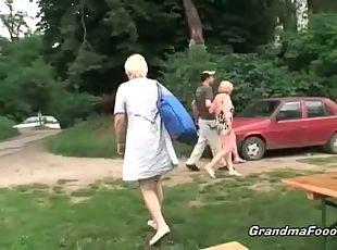 Granny raped in the woods
